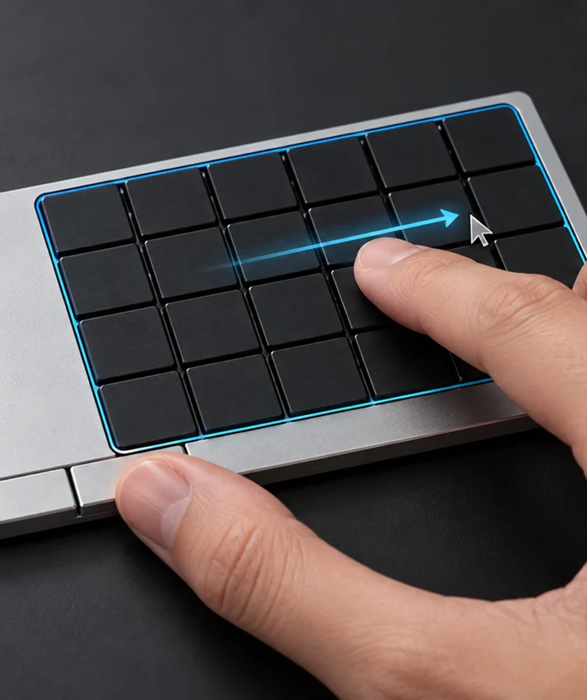 専用キーを押しながらキー表面をなぞるトラックパッド操作